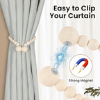 Wood Bead Magnetic Curtain Tieback Set