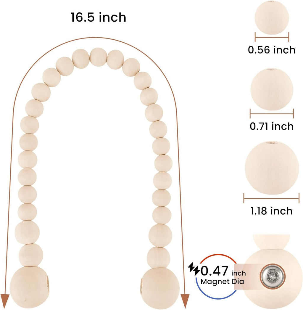 Wood Bead Magnetic Curtain Tieback Set