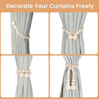 Wood Bead Magnetic Curtain Tieback Set